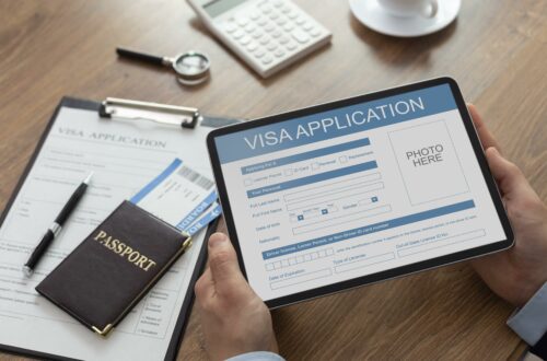 Visa application form on tablet